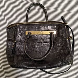 Kenneth Cole Black Crocodile-Embossed Satchel